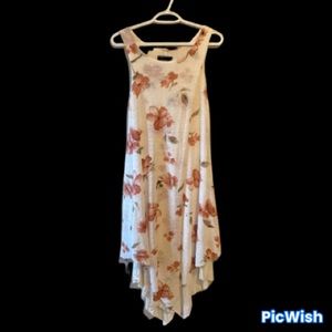 White & Pink Floral and Flowy Dress